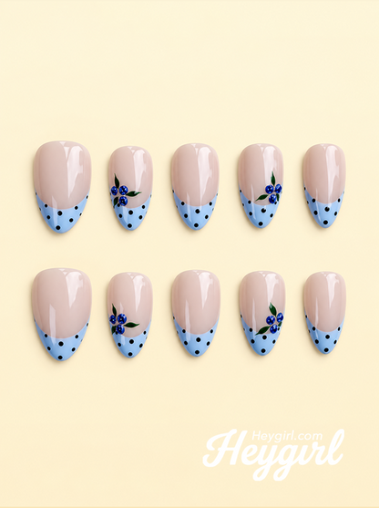 Azure Bloom | Polka Dot Blue French