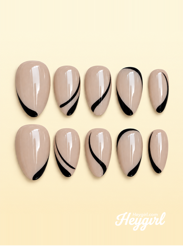 Noir Contour | Minimalist Nude Press-On Nails