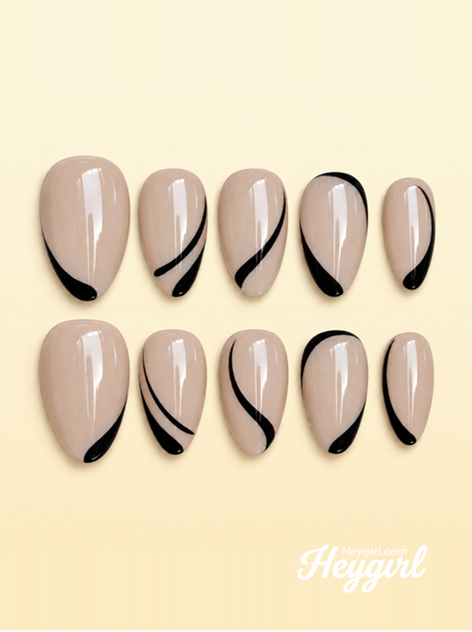 Noir Contour | Minimalist Nude Press-On Nails
