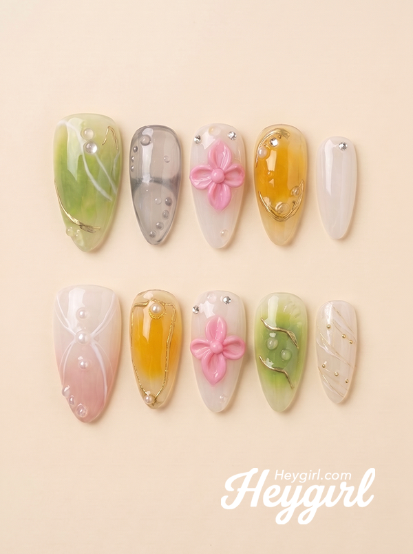 Botanical Glow | 3D Floral Amber & Jade